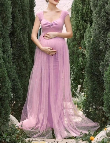 Rochie lunga SHEIN Maternity, roz Roz