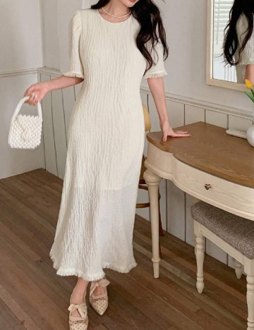 Rochie lunga Dazy, crem