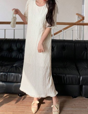 Rochie lunga Dazy, crem