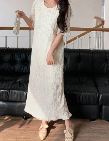 Rochie lunga Dazy, crem