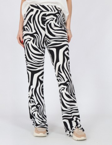 Pantaloni Pieces, alb/negru