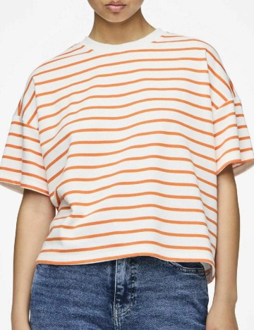 
						Tricou Pieces, alb/portocaliu
