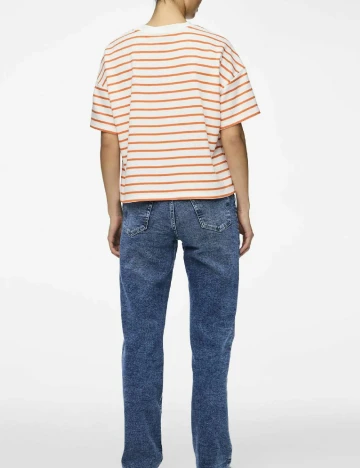 Tricou Pieces, alb/portocaliu