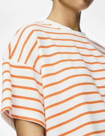 Tricou Pieces, alb/portocaliu