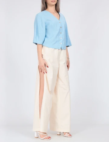 Pantaloni Pieces, crem