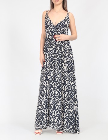 Rochie lunga Vero Moda, bleumarin/alb