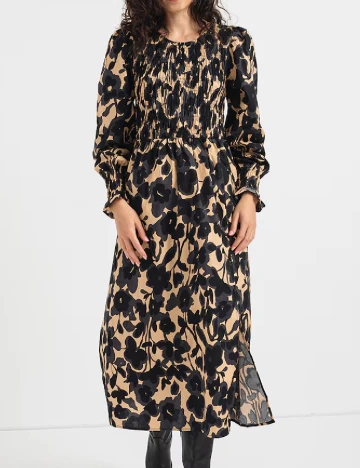 Rochie lunga Only, maro/negru
