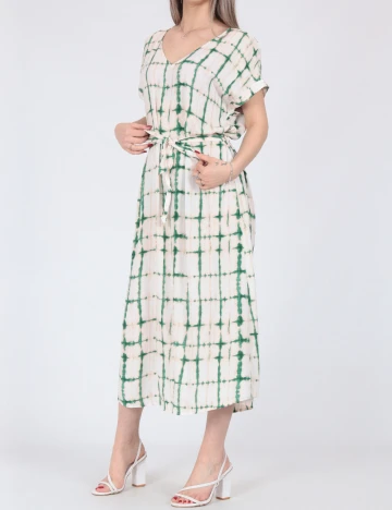 Rochie medie Jacqueline de Yong, crem/verde