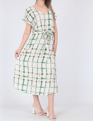 Rochie medie Jacqueline de Yong, crem/verde