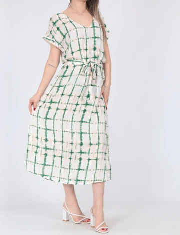 Rochie medie Jacqueline de Yong, crem/verde