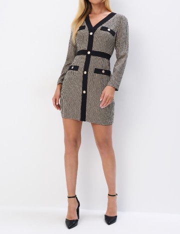 
						Rochie scurta Mohito, crem/negru