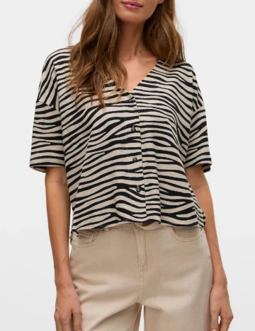 Camasa Vero Moda, crem/negru
