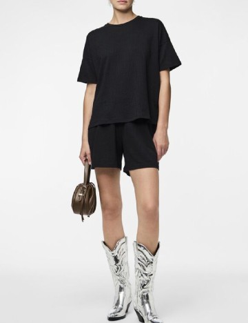 Tricou Oversize Pieces, negru