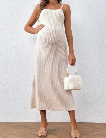 Rochie medie SHEIN Maternity, crem