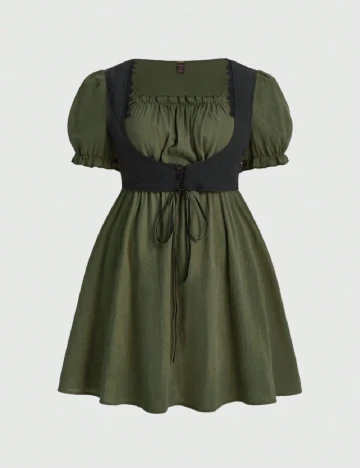Rochie scurta Romwe Plus Size, verde