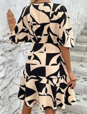 Rochie scurta SHEIN, crem/negru