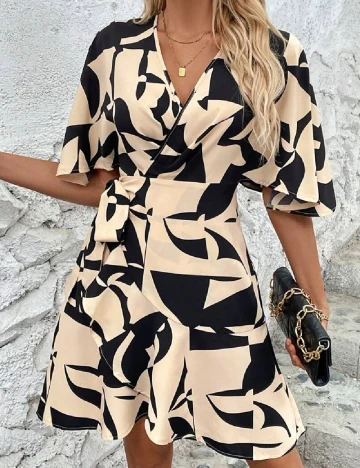 Rochie scurta SHEIN, crem/negru