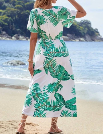 Rochie lunga SHEIN, alb/verde