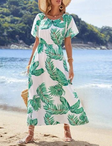 Rochie lunga SHEIN, alb/verde