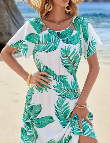 Rochie lunga SHEIN, alb/verde