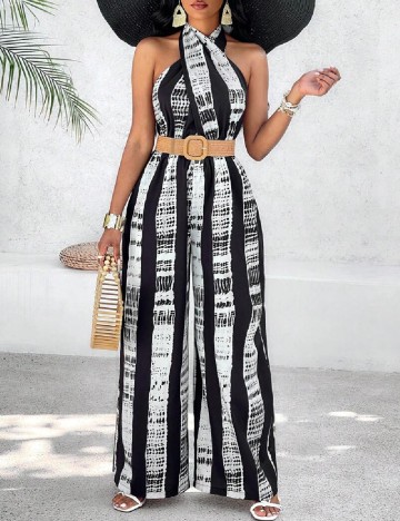 Salopeta SHEIN, alb/negru