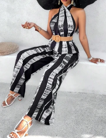 Salopeta SHEIN, alb/negru