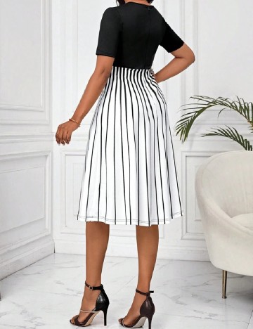 Rochie medie SHEIN, alb/negru