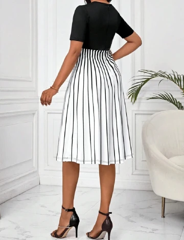 Rochie medie SHEIN, alb/negru