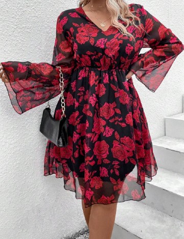 
						Rochie scurta SHEIN CURVE, negru/rosu