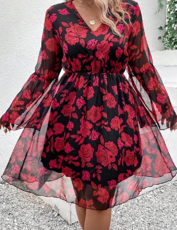 Rochie scurta SHEIN CURVE, negru/rosu