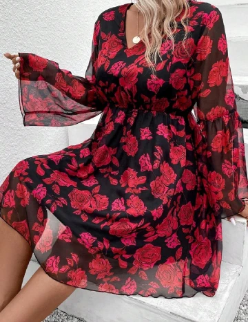 Rochie scurta SHEIN CURVE, negru/rosu