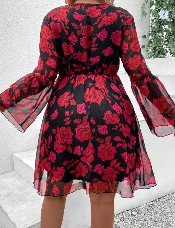 Rochie scurta SHEIN CURVE, negru/rosu