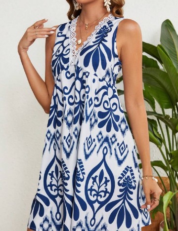 Rochie scurta SHEIN, alb/albastru