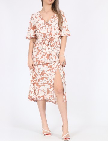 Rochie medie SHEIN, maro/alb