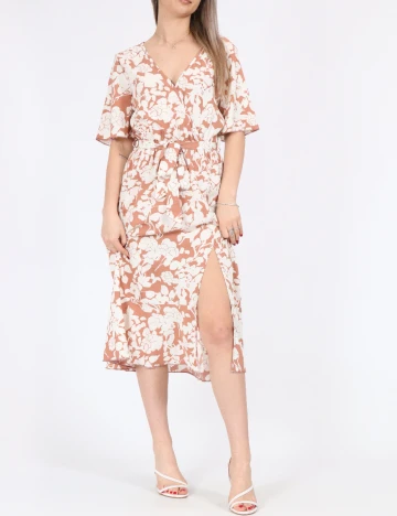 Rochie medie SHEIN, maro/alb