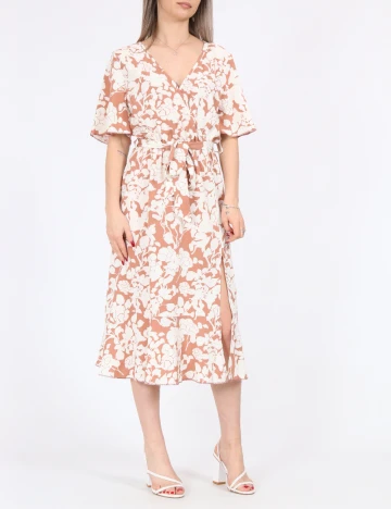 Rochie medie SHEIN, maro/alb