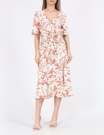 Rochie medie SHEIN, maro/alb