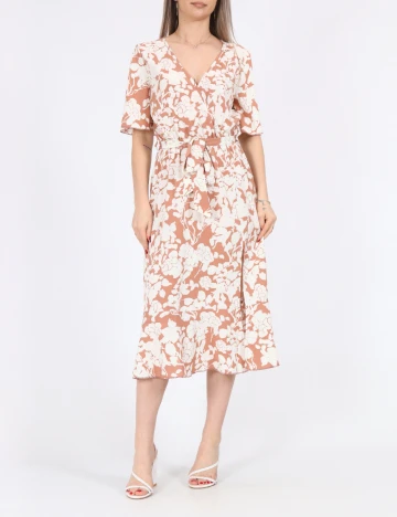 Rochie medie SHEIN, maro/alb
