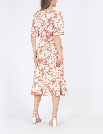 Rochie medie SHEIN, maro/alb