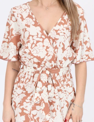 Rochie medie SHEIN, maro/alb