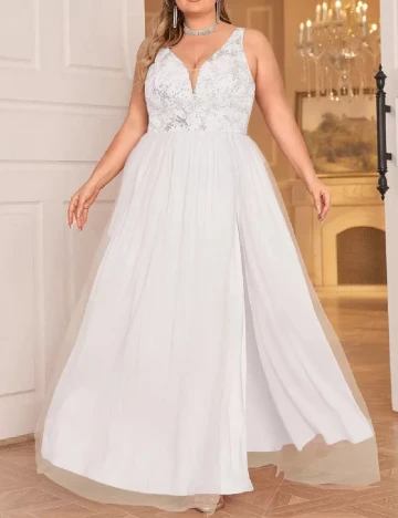 Rochie lunga Double Crazy Plus Size, alb