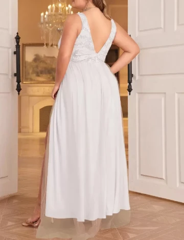Rochie lunga Double Crazy Plus Size, alb