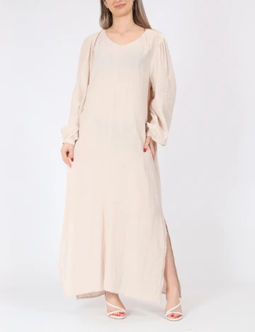 Rochie lunga Pieces, crem