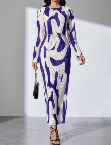 Rochie lunga SHEIN, mov/alb