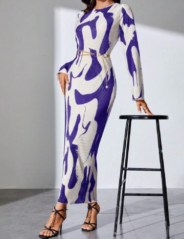 Rochie lunga SHEIN, mov/alb