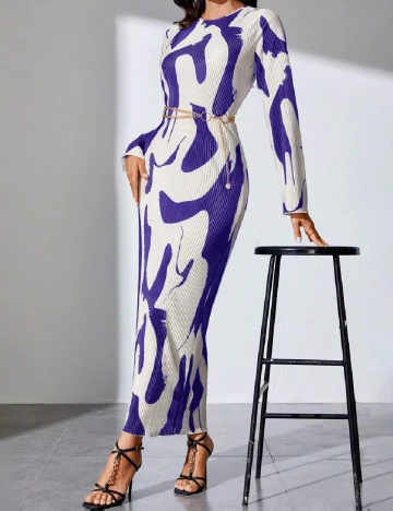 Rochie lunga SHEIN, mov/alb