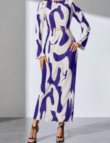 Rochie lunga SHEIN, mov/alb