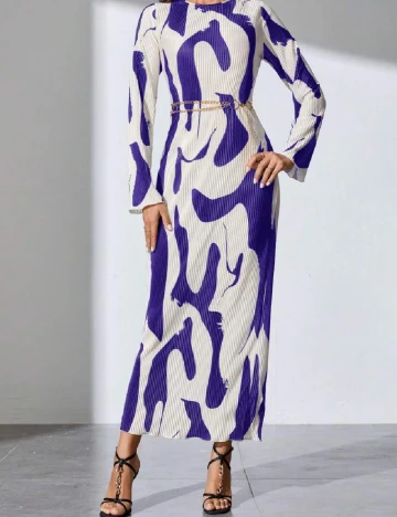 Rochie lunga SHEIN, mov/alb