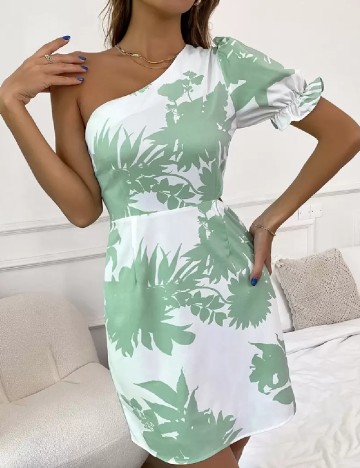 Rochie scurta SHEIN, alb/verde