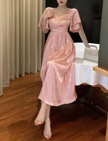 Rochie medie Dazy, roz